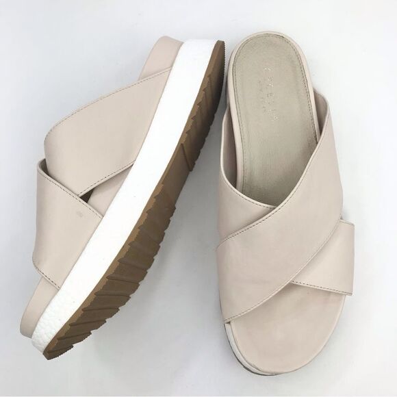 Cecelia New York LIMA Light Taupe Chunky Crisscross Platform Slide Sandals - Picture 5 of 14